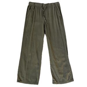Women's Old Navy Linen Pants Drawstring Green Size Medium 29" Inseam
